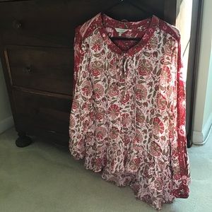 Lucky brand XL flowy tunic burgundy floral